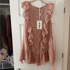 Selfie Leslie Pink Ruffled Sleeveless Mini Dress